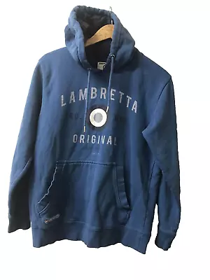 LAMBRETTA Medium Pullover Mens Cobalt Blue Graphic Hoodie Size M • £7.68