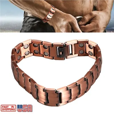 2pcs Retro Copper Magnetic Link Therapy Bracelet Arthritis Pain Relieve Bracelet • $11.45