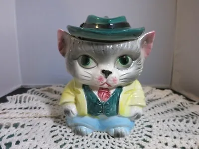 Vintage Royal Sealy Mr. Kitty Cat Cracker Jar Cookie Jar Japan Missing Handle • $50