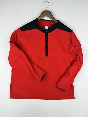 Nike Therma-Fit Victory Fleece Pullover Sweater 1/4 Zip Red Black Trim Men's 2XL • $28