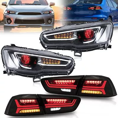 VLAND Demon Eye Headlights+Smoked LED Tail Lighs For Mitsubishi Lancer 2008-2017 • $522.99