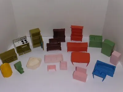 Lot 1950's Marx & MPC & Unmarked Plastic Dollhouse Furniture Kitchen Bath Bedrm • $19.99