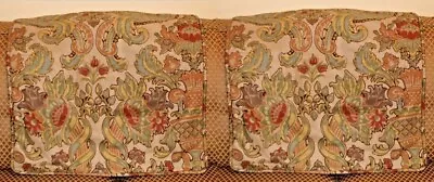 SET OF TWO Pottery Barn SIMONE Floral Euro Pillow Shams Cotton Linen Blend EXC • $70