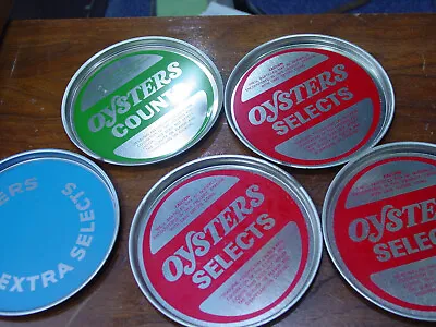 Lot Of 5 NOS Vintage Tin Can Gallon Lid Oysters Selects Extra & Counts 6” • $16.75