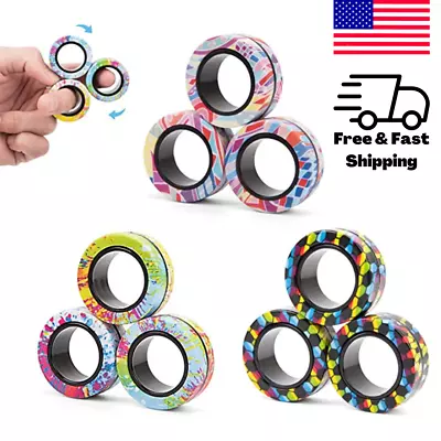 3 Sets 9Pcs Magnetic Rings Fidget Toys Pack Spinner Gift Adults Teen Girls Boys • $21.49