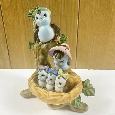 Vintage Blue Bird Figurine Family Kitsch Anthropomorphic Decor Taiwan • $19.77