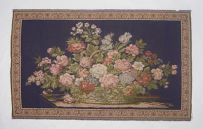Floral Basket Fine Authentic Italian Woven Wall Tapestry • $89.99
