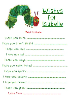 £13.49 • Buy Personalised Christening Game Wishes Baby Favour The Very Hungry Caterpillar