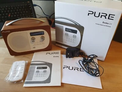 £59.99 • Buy Pure Evoke D4 DAB Radio, Wooden Walnut Design +remote Control+ Power Cable Boxed