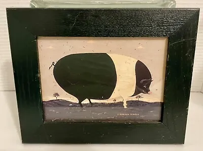 Warren Kimble Signed Black And White Pig Framed Paper Art Folk Art • $34.90