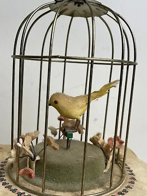 Vintage Swinging Bird Cage Music Box W/ Wood Jewelry Drawer  Parts Only • $45