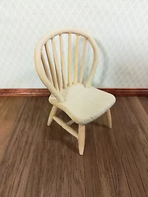 Dollhouse Miniature Unfinished Windsor Spindle Back Kitchen Chair 1:12 Scale • $7.49