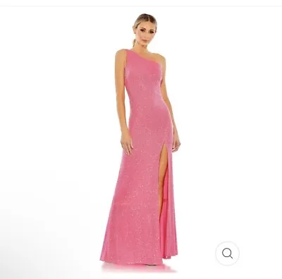 Mac Duggal Pink Sequin One Shoulder Gown Size 8 New • $200