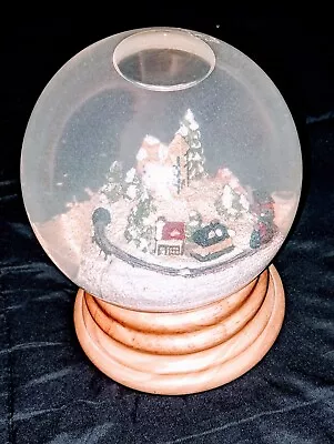 Dept 56  Village With Train Snow Globe Plays Silent Night 7”Solid Wood & Glass  • $49.95