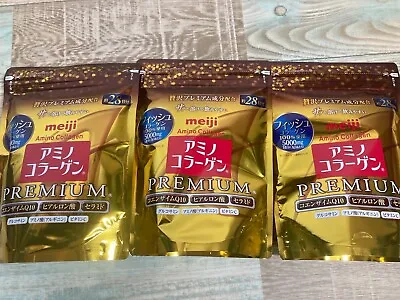Japanese Supplement Meiji PREMIUM Amino Collagen Powder Refills 28days Set Of 3 • $96.49