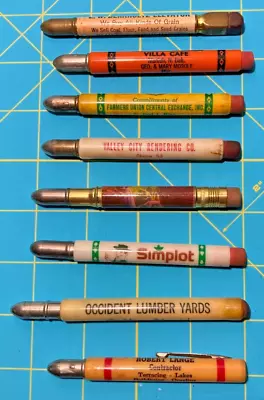 Lot Of 8 Vintage Bullet Pencils Advertising • $5.99