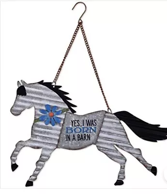Horse Sign Corrugated  & Galvanized  Metal Wall Decor By Sunset Vista 16x15” • $14.99