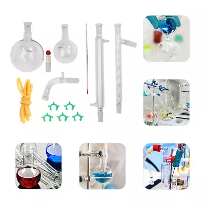 13 PCS Lab Chemilcal Unit 24/40 Joints Glass Organic Chemistry Lab Glassware Kit • $62.69