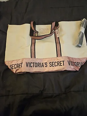 NWT Victoria’s Secret Pink Glitter Canvas Weekender Tote Bag • $20