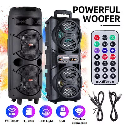 6000W Dual 6.5  / 8.5  Woofer Portable FM Bluetooth Party Speaker Heavy Bass UK • £53.99