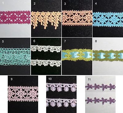 Venise Lace Trim 1 - 7 Yards X 1/2  - 2  Green Peach 168X Buy 3 Trims Get 1-FREE • $6.95