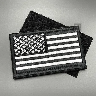 Black USA Flag Patch Hook & Loop Military Army Stars & Stripes Tactical Airsoft • £3.99