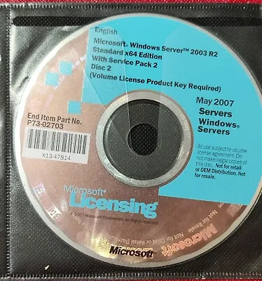 Microsoft Windows X13-47814 Server 2003 R2 Standard X64 Edition P73-02703.Disk#2 • $14.50