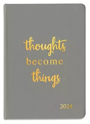A5 2024 Diary Page A Day Hard Case Cover Business Planner  Thoughts Become Thing • £4.99