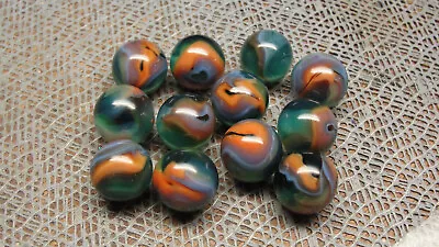 1 Dozen Jabo FENTON GLASS Transluscent Mintmins-mint  19/32 -5/8  Marbles • $21.75