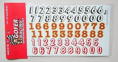 Race Car Numbers 1:24 1:25 Gofer Racing Decals Car Model Accessory 11005 • $8.99