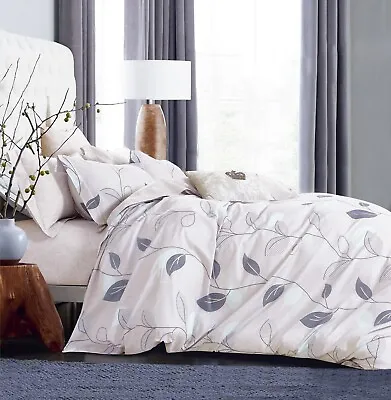£18.78 • Buy Full Size Elegant Leaves Print Bed Set: 1 Duvet Cover + 2 Pillow Shams (V1714)