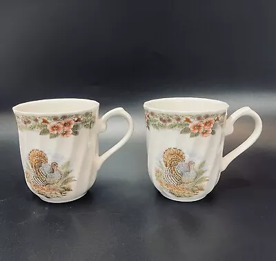 Set Of 2 Queen's Thanksgiving Turkey Coffee Tea Cocoa Mugs Myott Factory Archive • $17