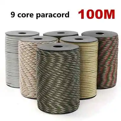 100M 550 Military Standard 9-Core Paracord Rope Outdoor Parachute Cord Survival • $34.50