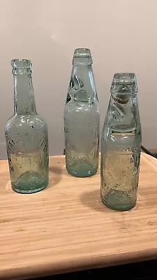 Vintage Glass Codd Bottles X3. All From The Plymouth Area. Good Condition • £10