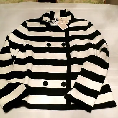 M Missoni Black And White Striped Short Knit Jacket M 10 • $299