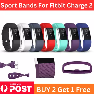 Silicone Wristband Sports Strap For Fitbit Charge 2 Watch Replacement Bands • $5.15