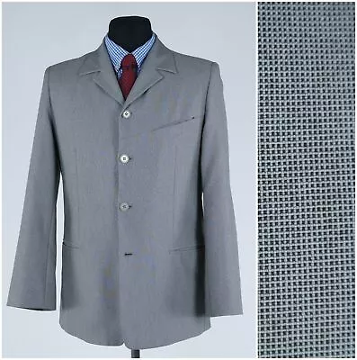 Mens Vintage Sport Coat 40S US Size JUNIOR B. Pin Plaid Grey Blazer Jacket • $39.99