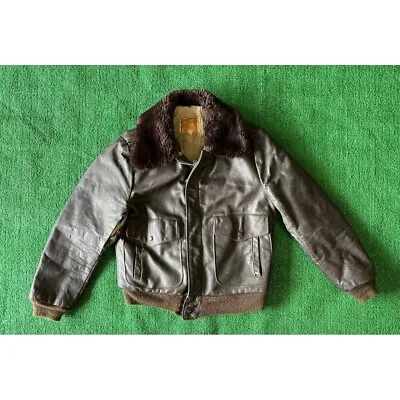 Vintage EXCELLED Leather Flight Bomber Jacket Sherpa Lined Made USA Sz 40 Brown • $118.30