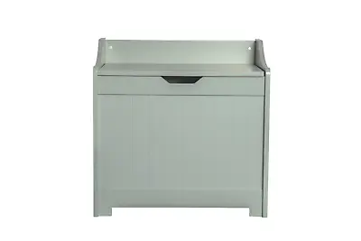 White Laundry Box Wooden Bathroom Storage Basket Linen Clothes Chest Christow • £34.99