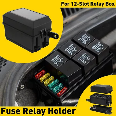 Universal Automotive Holder Relay Fuse 12-Slot Relay 6Relays Box 6 ATC/ATO Fuses • $14.24