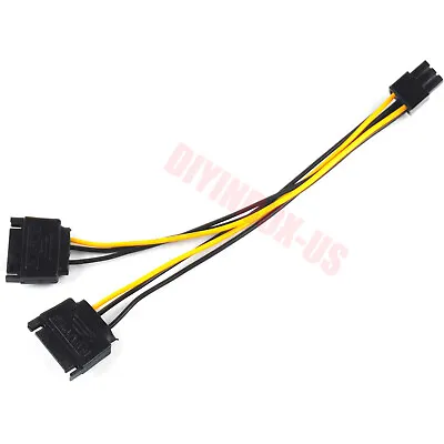 Dual SATA To PCI-E Power Cable 15Pin SATA To 6pin Video Card Power Adapter Cable • $5.28