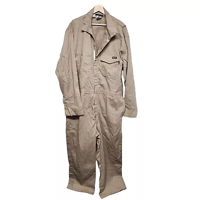 Workrite Jumpsuit Coveralls Tan 52L Work Wear Zip Snap Front Fire Resistant • $18