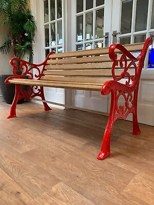 Fully Restored Cast Iron Garden Bench With Oiled Oak Slats • £425