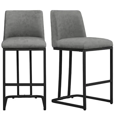 Counter Height Bar Stools Set Of 2 24″ Bar Chairs With Back Upholstered Barstool • $117.99