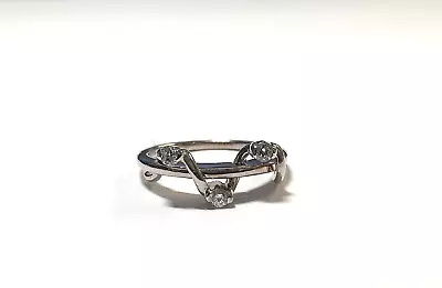 Estate Vintage Signed Jose Hess 18k WG 3 Diamond Wave Swirl Ring Size 5.5 • $799