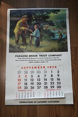 Vintage 1972 Paradise Brook Trout Company Advertising Fishing Calendar  • $69.99