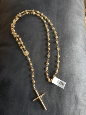$1299 • Buy 10k 100% Real Authentic Gold Rosary Cross Necklace Chain 