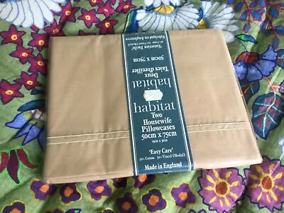 HABITAT 2 Oxford Latte Colour Pillowcases BNWT 50 X 75 Cms • £5