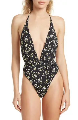 New MAAJI Mini Ditsy Safari Reversible Plunge One-piece Swimsuit Size Medium M • $34.50