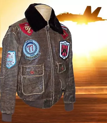 1987 Top Gun Maverick Victory Ltd Russian Blood Chit G1 Lambskin Flight Jacket • $549.99